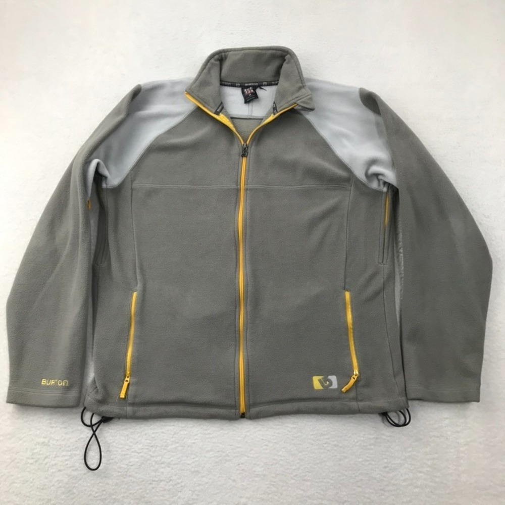 Vintage Y2K Burton Jacket Sweater Men Medium Grey Fleece Full Zip Ski Snow Skate